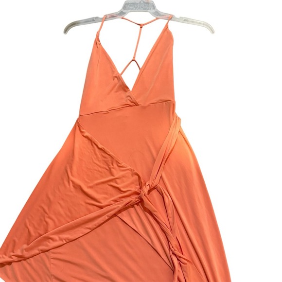 NBD Size Small Orange dress with a wrap front tie at the waist Spaghetti Strap - Picture 4 of 6